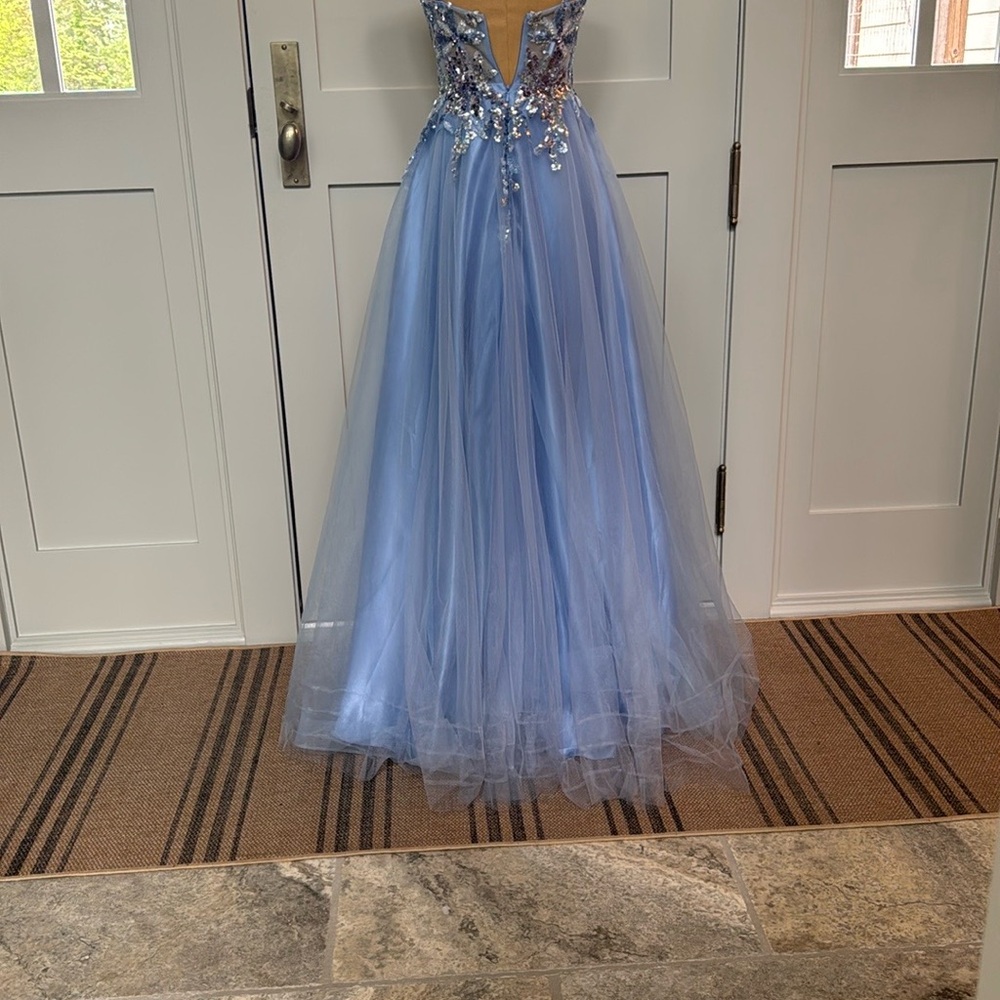 Clarisse Blue Sequin Embellished Prom Gown